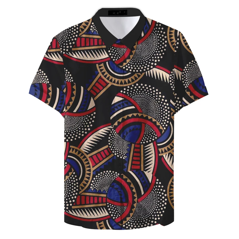 Мужская Повседневная рубашка с разноцветным геометрическим принтом лето 2019 |