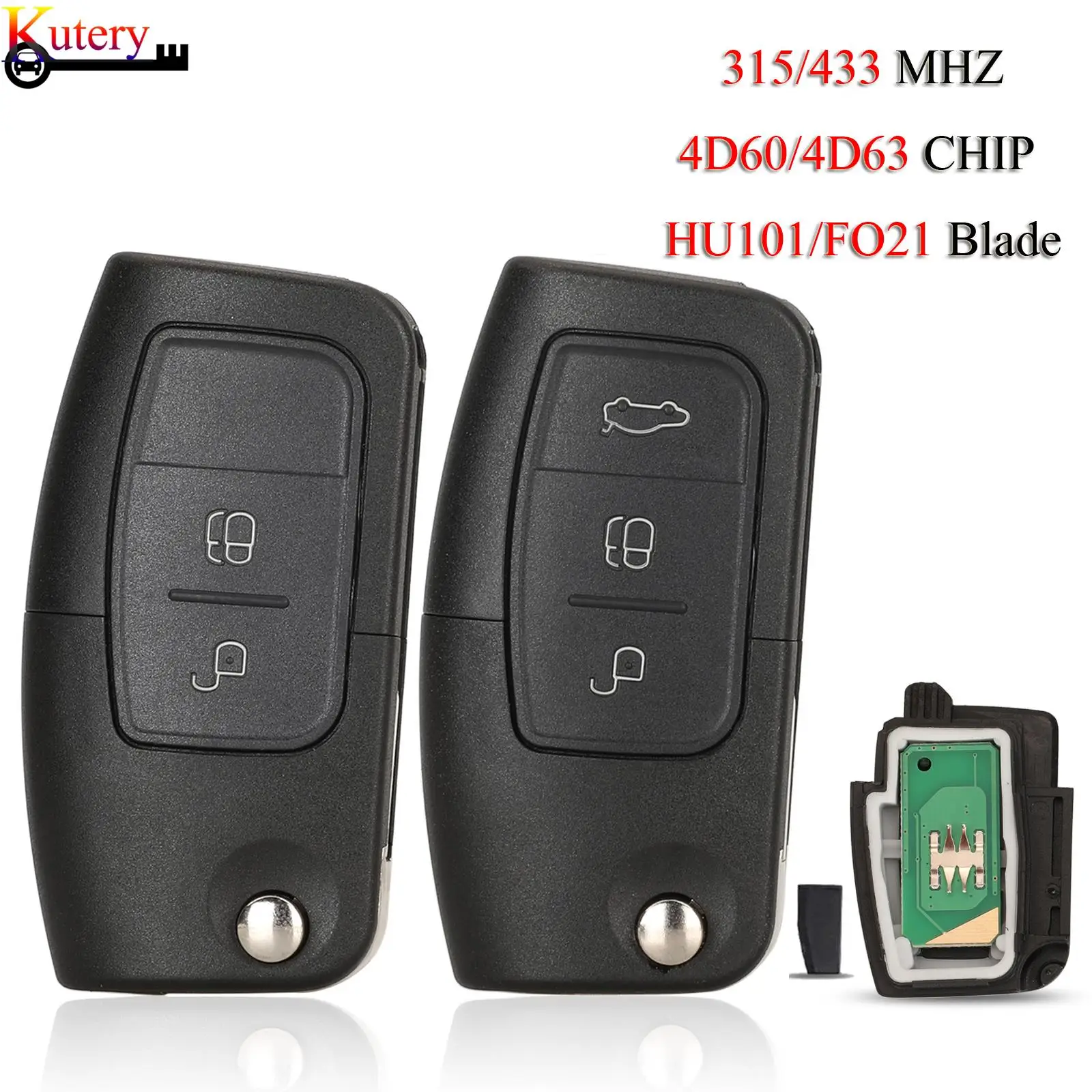

Jingyuqin дистанционный умный Автомобильный ключ для Ford Fusion, Focus, Mondeo, Fiesta, Galaxy 2/3 кнопки 433 МГц 4D60/4D63-40/80Bit чип HU101/FO21