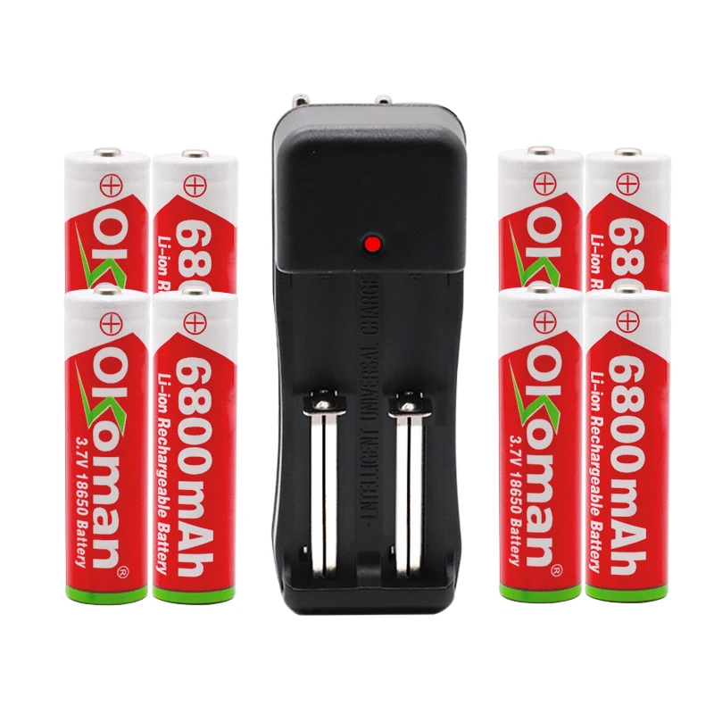 2019 Okoman 18650 Аккумулятор 3 7 в 6800 мАч перезаряжаемый аккумулятор liion с зарядным