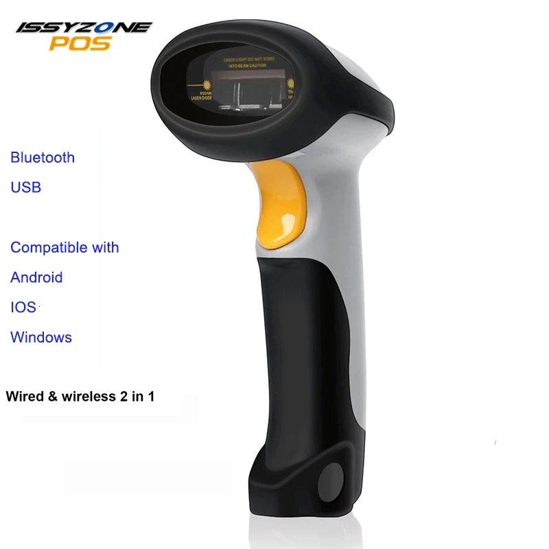 ISSYZONEPOS высококачественный Bluetooth сканер штрих-кода ручной беспроводной сканер 1D лазерный считыватель штрих-кодов Поддержка Android/iOS/Windows
