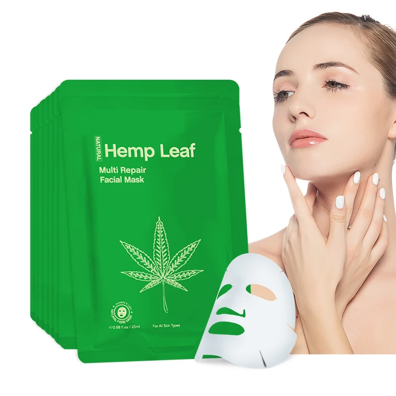 

CBD Sheet Mask Hemp Leaf Against Acne Pimple Black Spot Removing Facial Mask Repair Moisturizing Face Care Mask Skincare