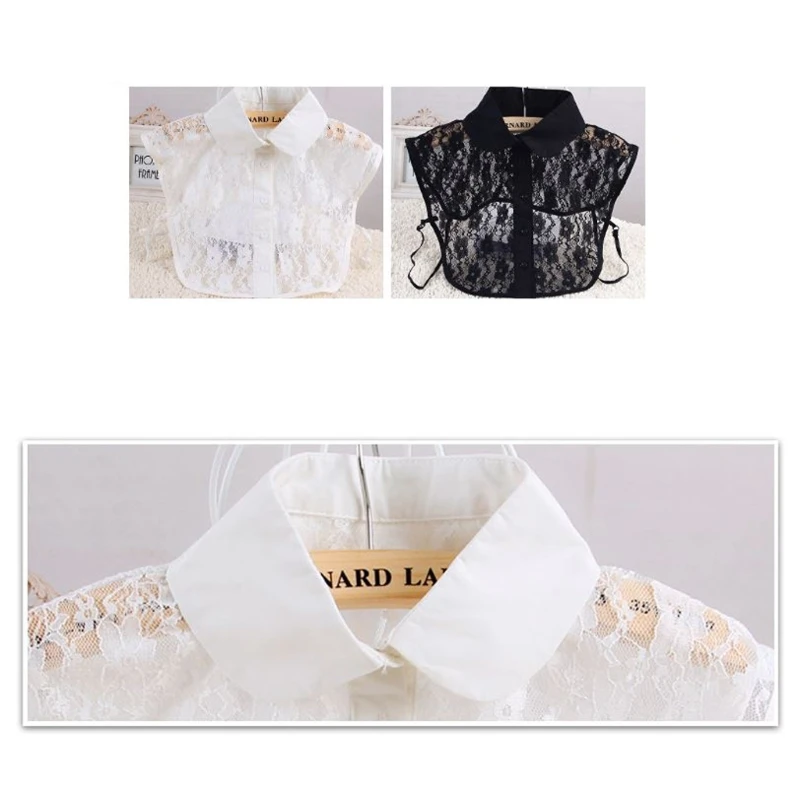 

Women Pure Color Lace Detachable Lapel Choker Necklace Shirt Fake False Collar C90E New For Women