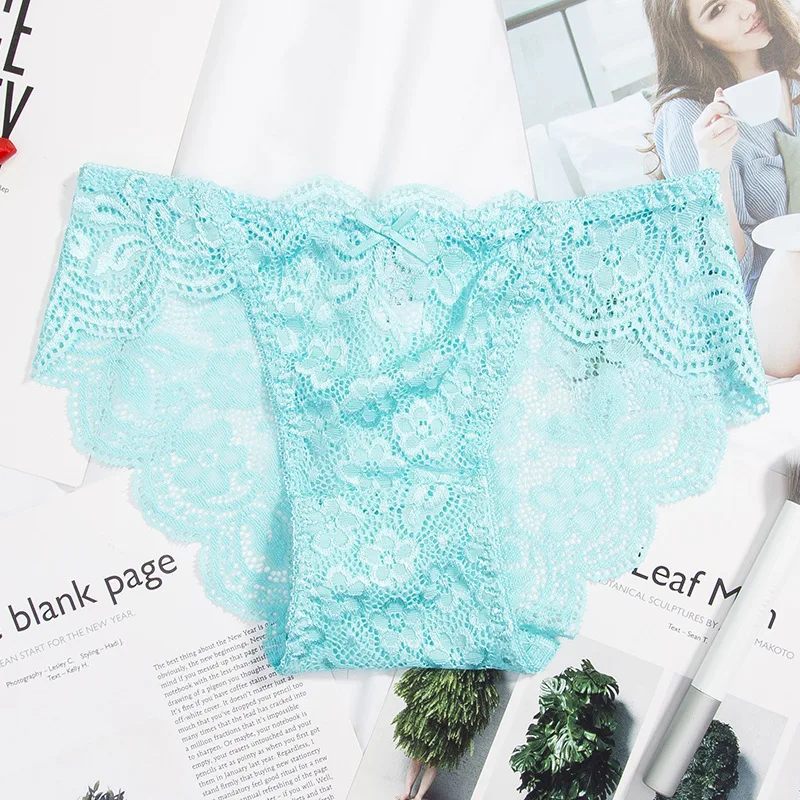 

Ladies panties hot style sexy elastic breathable lace mid-waist seamless hollow sexy cotton file ladies briefs