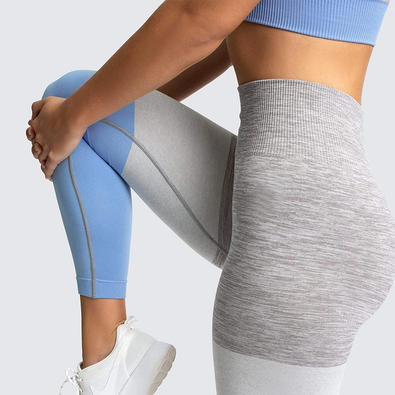 

Knitted Seamless Sports Suit Contrast Stitching Yoga Sets Fitness Pants Sports Bra Leggings 2 Piece Set Women