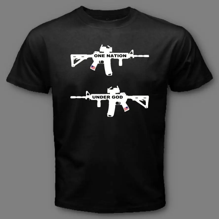 

One Nation Under God. USA 2ND Amendment AR-15 Rifle T-Shirt. Summer Cotton Short Sleeve O-Neck Mens T Shirt New S-3XL