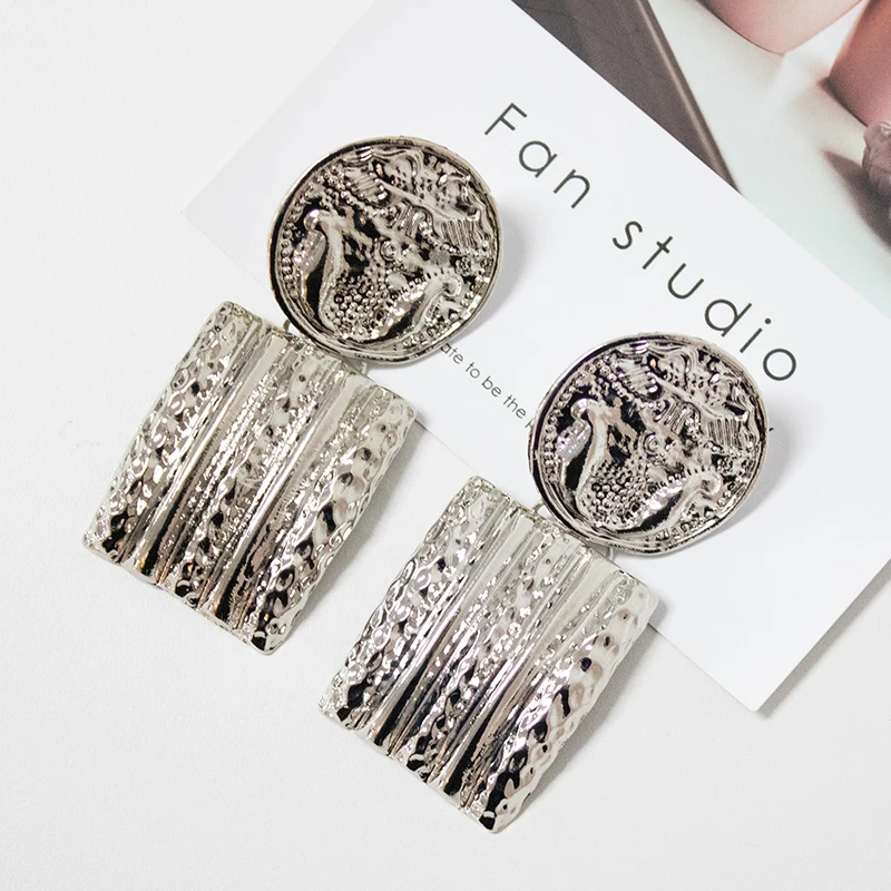 Серьги золотые Цвет большие серьги висюльки для женщин с модным геометрическим