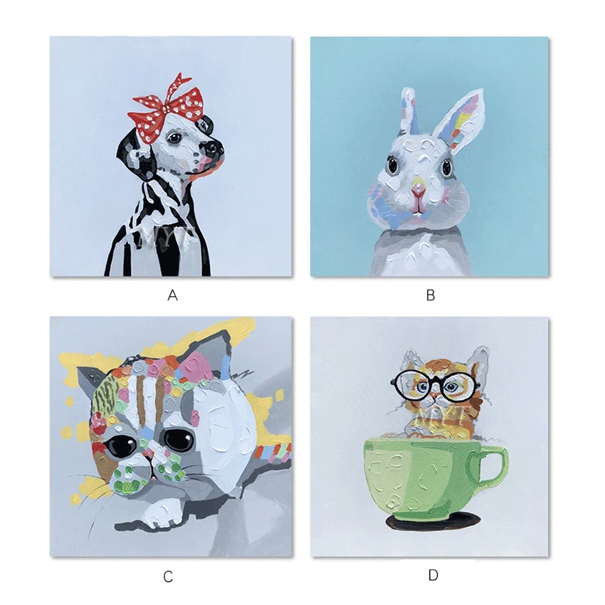 

No Framed Hand Painted New Abstract Animal Cartoon Oil Painting On Canvas Art Animal Oil Painting On Canvass Wall Art For Kids