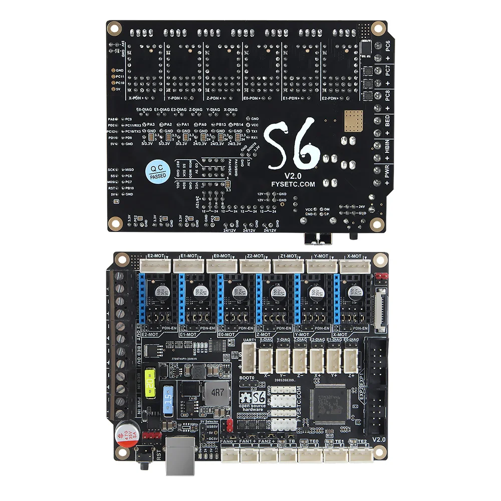 S6 V2.1 32-битная плата XH коннектор управления Поддержка 6X TMC драйверы Uart/SPI Летающий