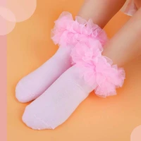 10 pairs big ruffle kids girls lace socks for ballet dance footwear princess performance flower booties hose
