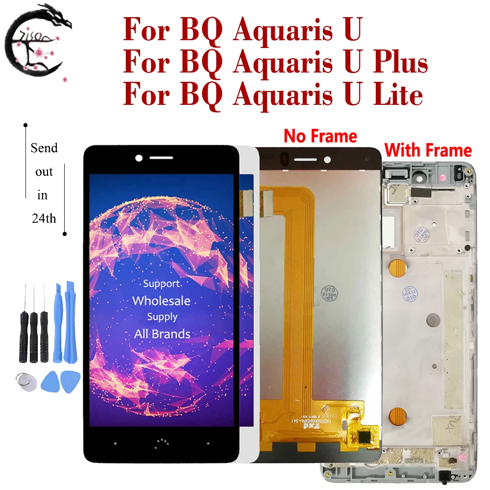 ЖК-дисплей U Lite с рамкой для BQ Aquaris / Plus сенсорный датчик дигитайзер в сборе дисплей