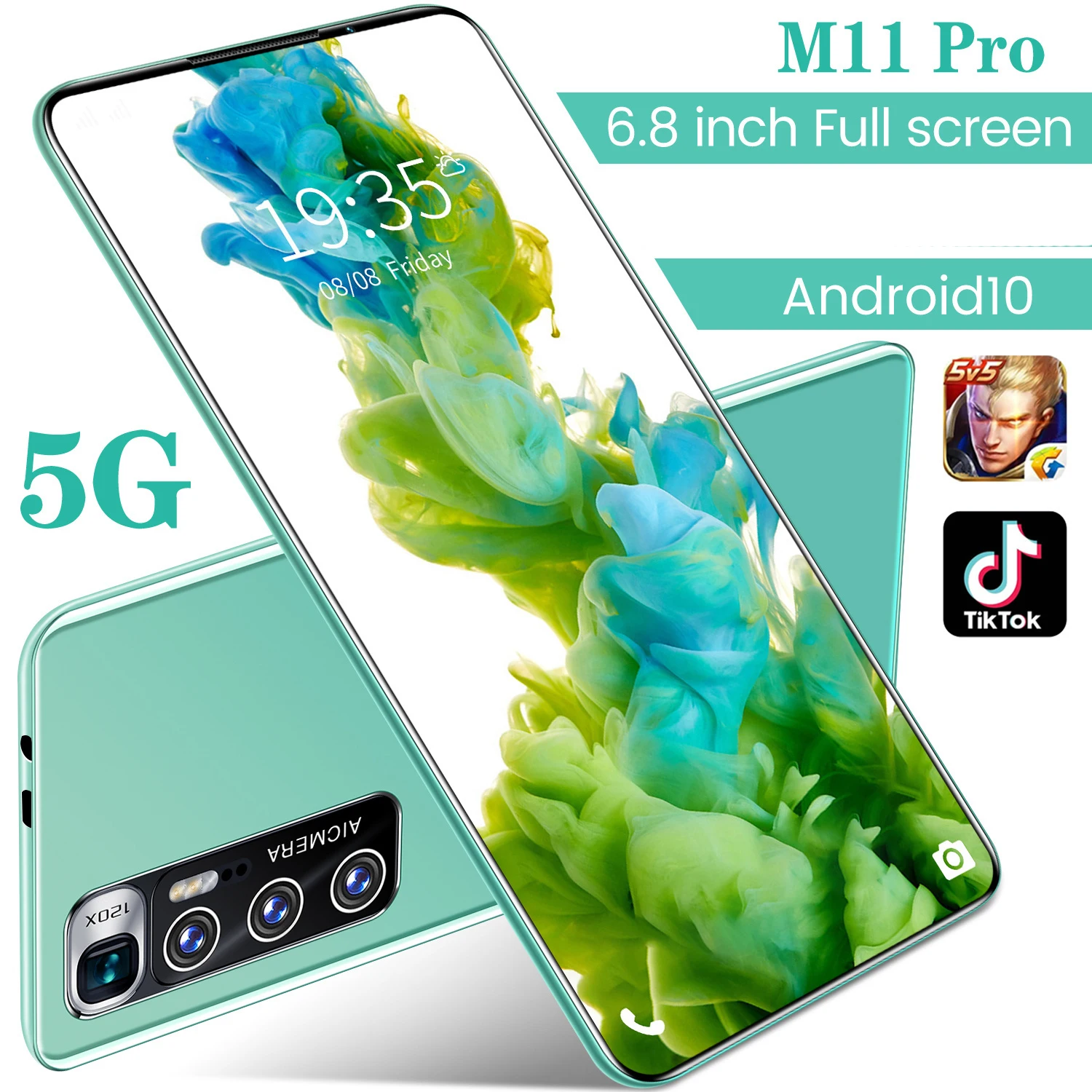 

Global Version M11 Pro 8+256GB Dual SIM+Micro SD 10 Core Andriod 10.0 5600mAh 24+48MP Smart Phone 6.8 Inch 5G Cellphone MTK6889