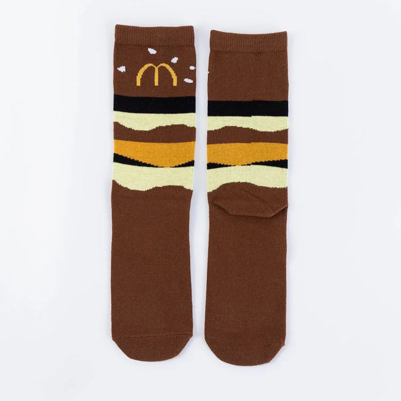 As shown Men and women food fruit print pattern socks avocado McDonald's cookies funny personality fashion print ladies socks lovers - Цвет: As shown