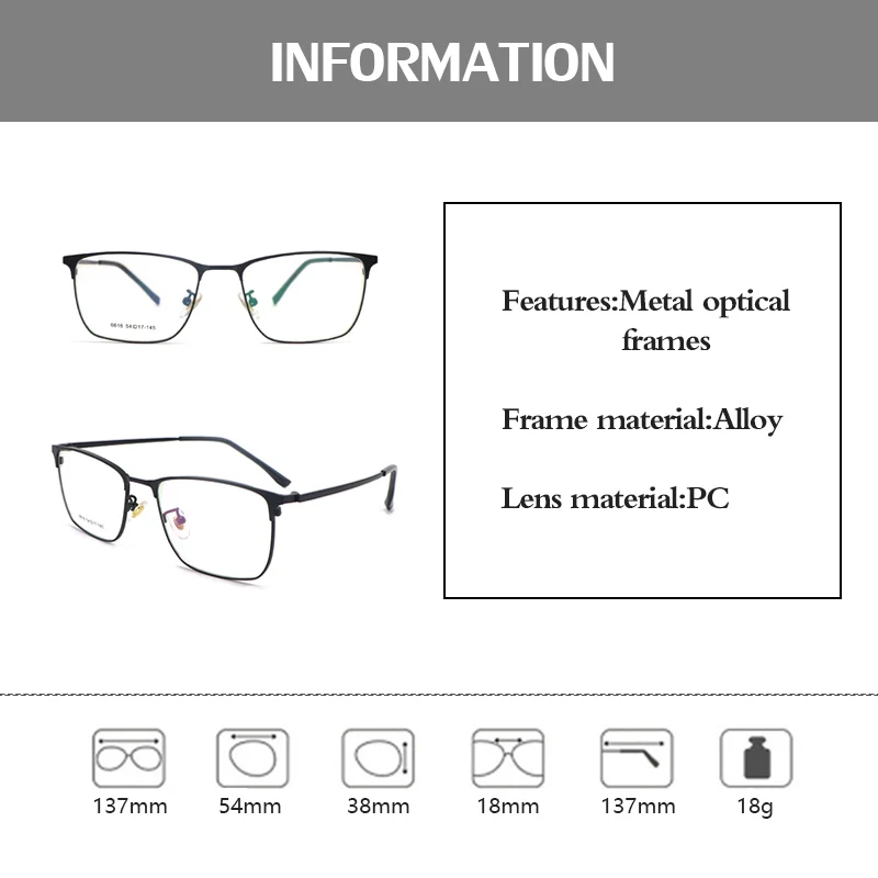 

Eyeglasses Replaceable for Prescription Lenses Fashion Eyewear Fashion Eyewear Optical Frame for Men Women Metal