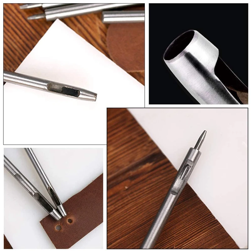 Скидка Дырокол для кожи, набор дыроколов для кожи + 8 шт. инструментов для работы с кожей, полукруглый дырокол для ремня, кошелька