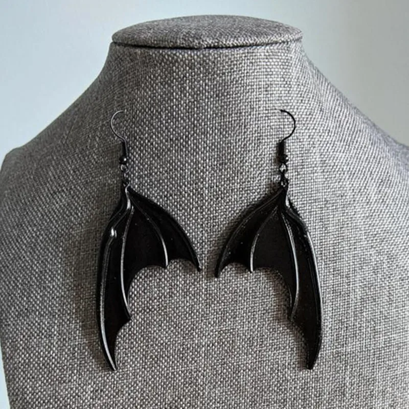 Черный крыло летучей мыши серьги демон крылья дракона в готическом стиле