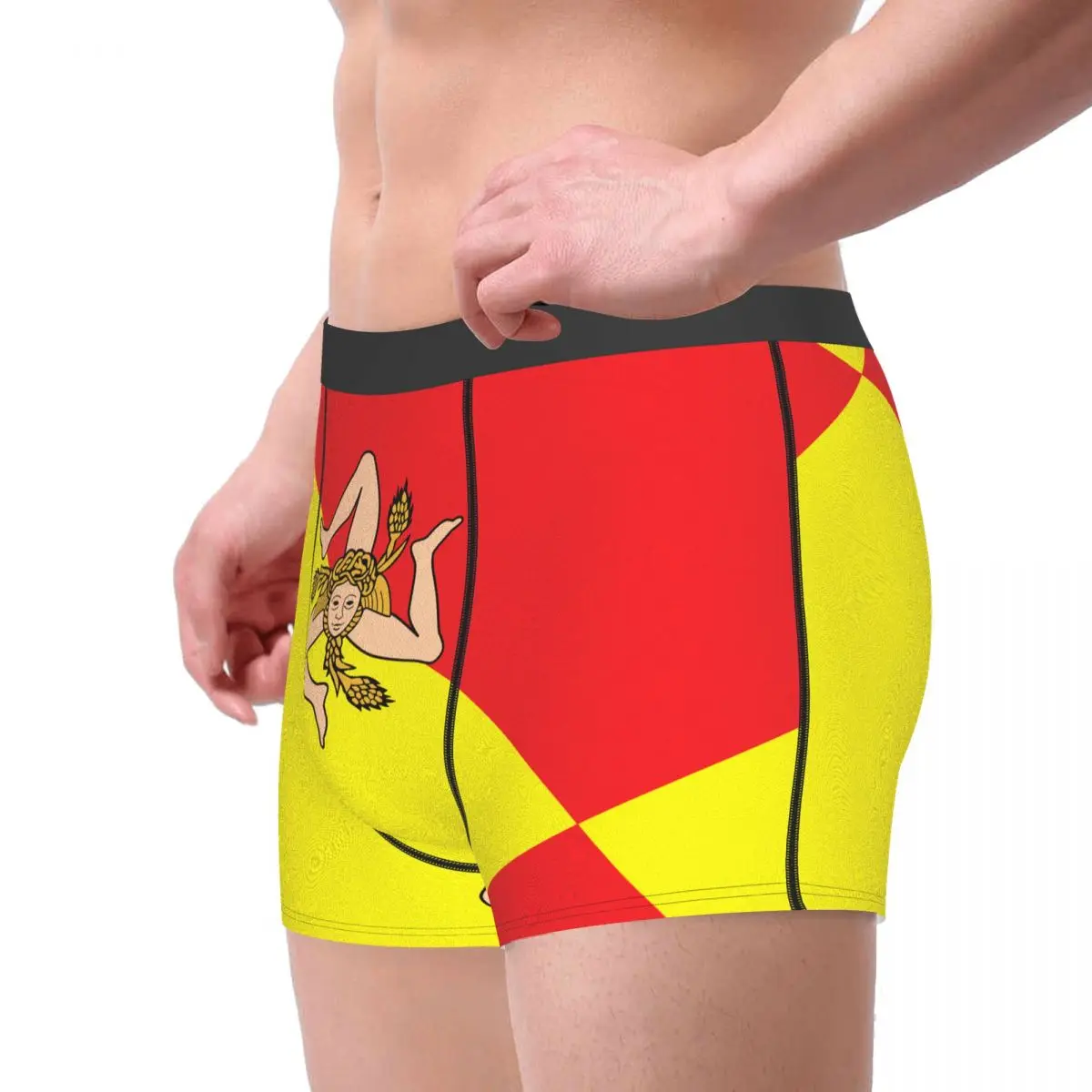 Sicilian Flag Men's Boxer Briefs regions of Italy Funny Novelty elastic pants for men