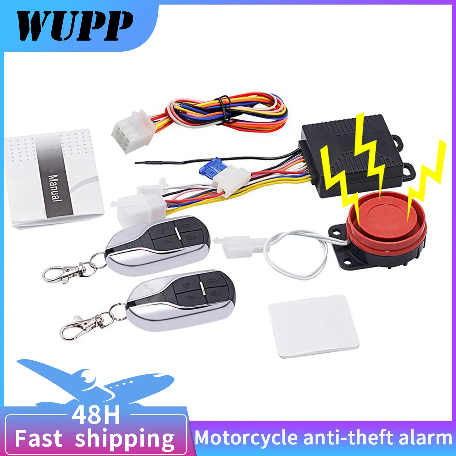 

WUPP 9-12V Universal Motorcycle Anti-theft Alarm System Moto Scooter Security System With Engine Start Remote Control Key Fob