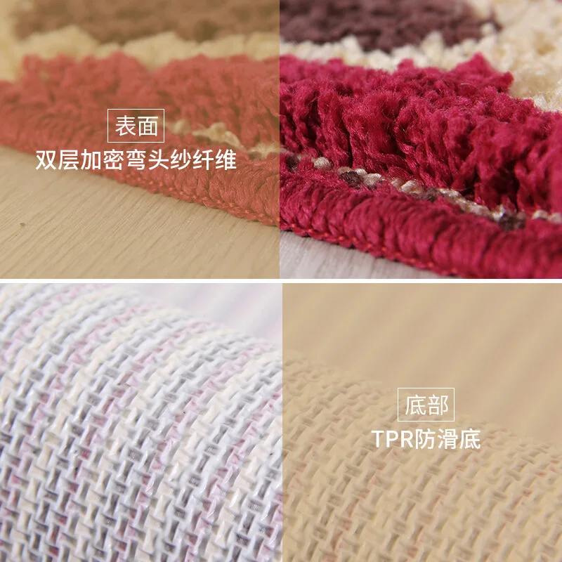 

Red Festive Flower Square Floor Mat Elbow Yarn Home Decoration Doormat Bedroom Water Absorbent Foot Mat Bathroom Anti Slip Mat
