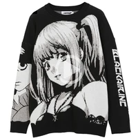 mens hip hop streetwear harajuku sweater vintage retro japanese style anime girl knitted sweater 2021 autumn cotton pullover