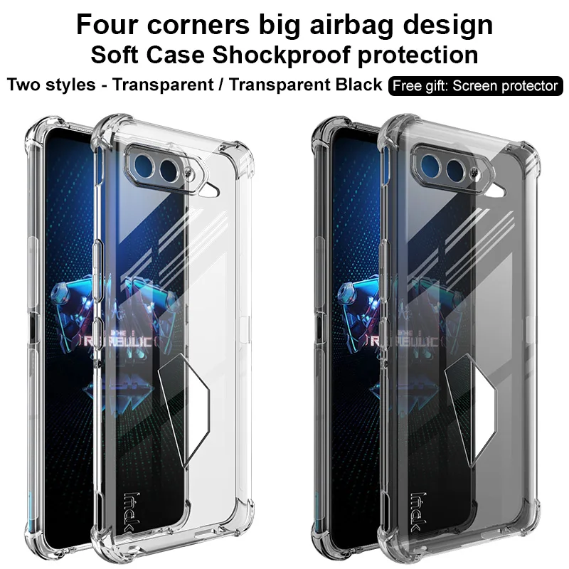 

IMAK Airbag 360 Protect For ASUS ROG Phone 5S Pro 5S ROG 5 PRO ROG 3 Clear Shockproof Soft Gel TPU Back Cover Case Crystal Capa