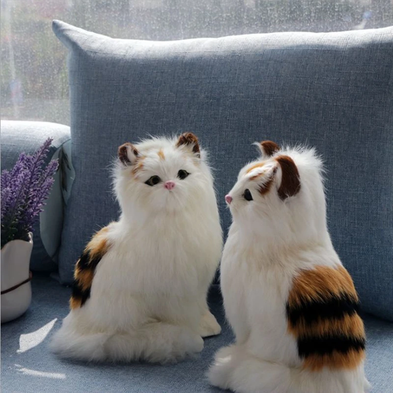 Моделирование кошка игрушка животных мини котенок МОДЕЛЬ мех ремесла украшения дома настольные украшения подарок 20x12 см DY80061