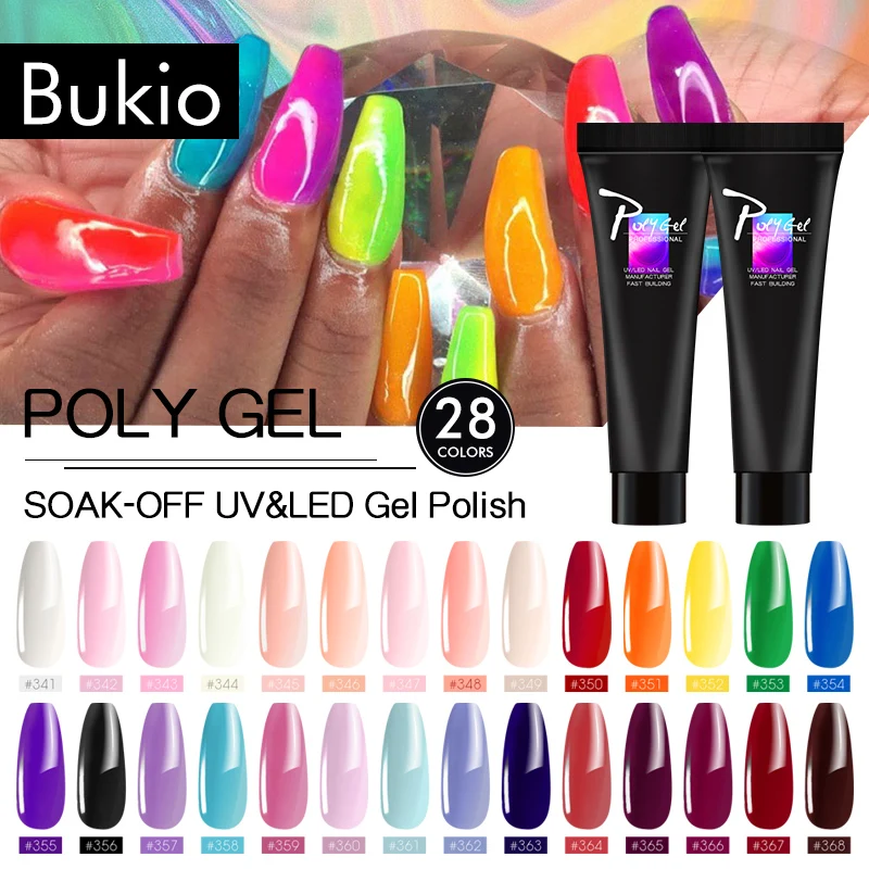Полигель Bukio розовый и белый быстрое наращивание полигель для УФ лампы