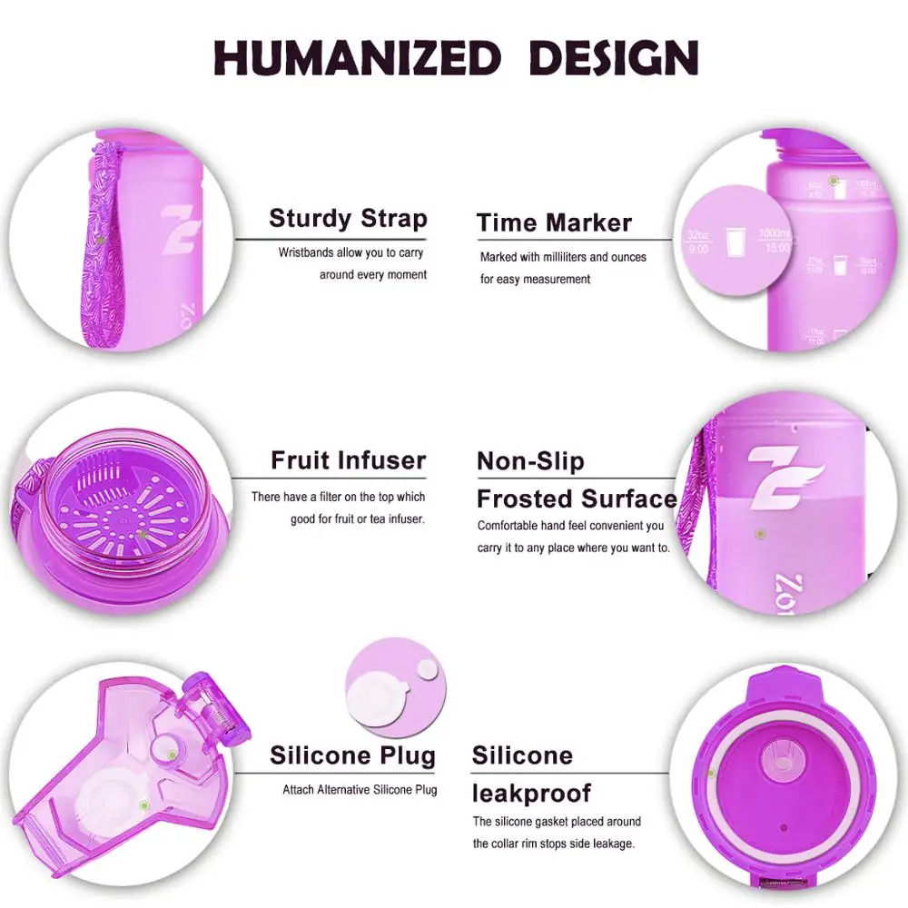 Лучшая Спортивная бутылка для воды из тритана и полиэстера пластиковая фитнеса