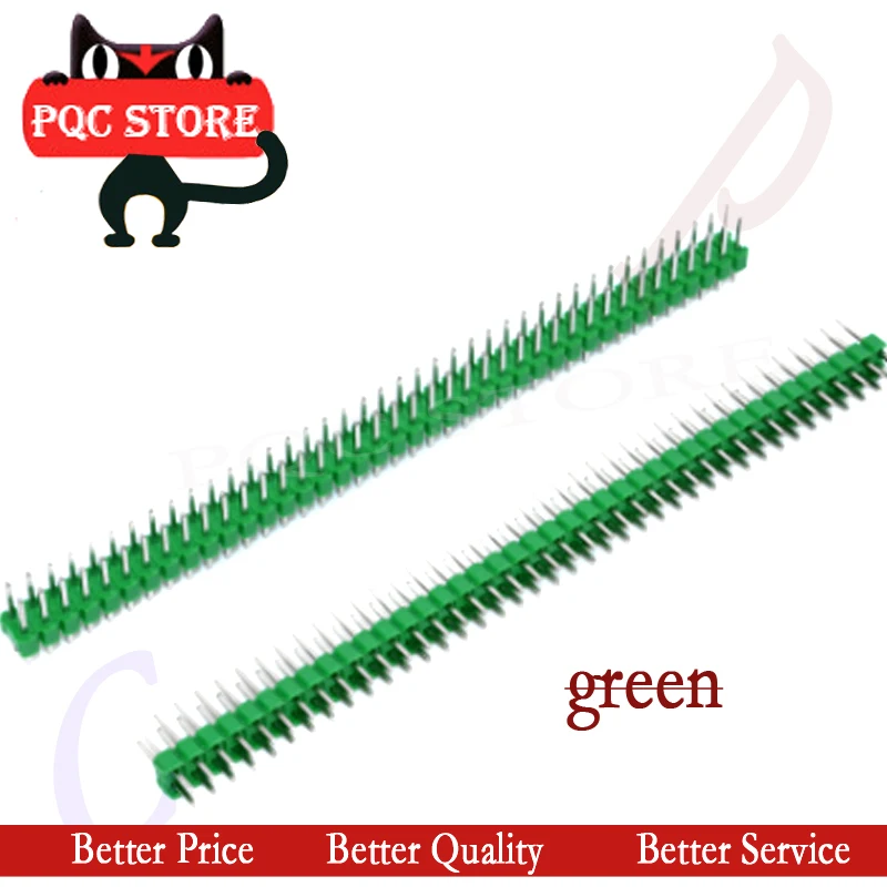 10pcs green 2x40 Pin 2.54 double row header round connector straight | Обустройство дома