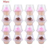 80 pack individual cupcake containers disposable with connected lid stackable single cupcake boxes clear muffin holders