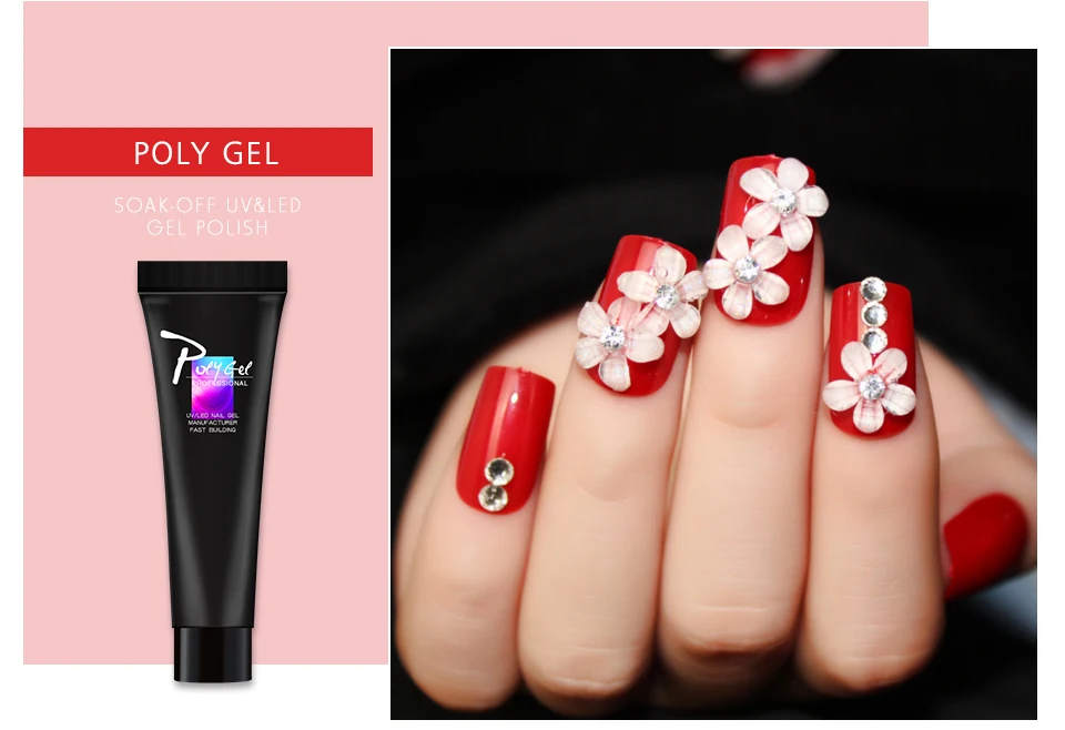Crystal Nail kit Builder Extend polygel Polish Varnish For Extension UVGel LED Sculpting Building Polygel Lacquer Manicure | Красота и