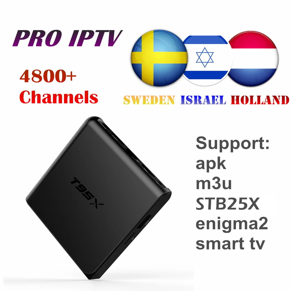 T95X Android tv Box с IP tv подписка для шведский Израиль Нидерланды Таиланд Пакистан Бразилия скандинавский IP tv 10000+ каналы