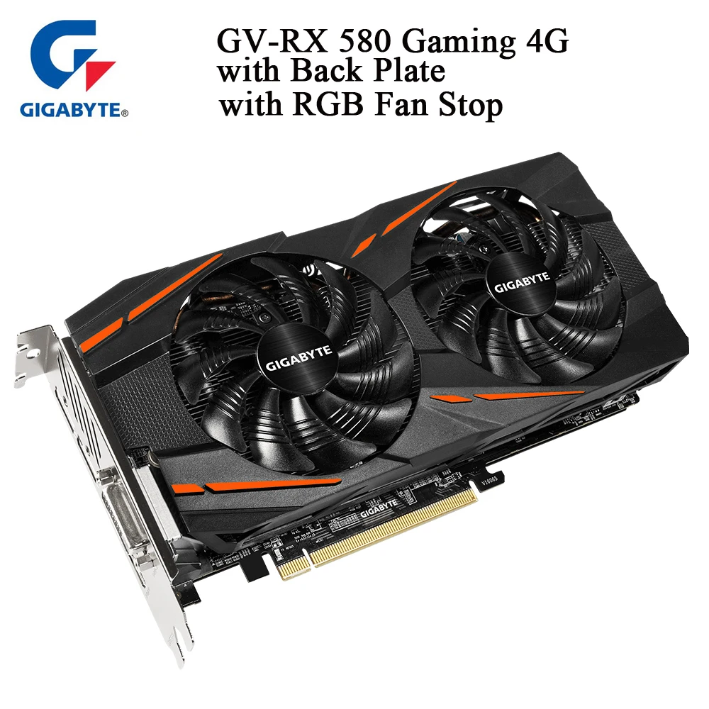 Gigabyte графическая карта rx 580 4gb RGB fusion стильная металлическая задняя пластина