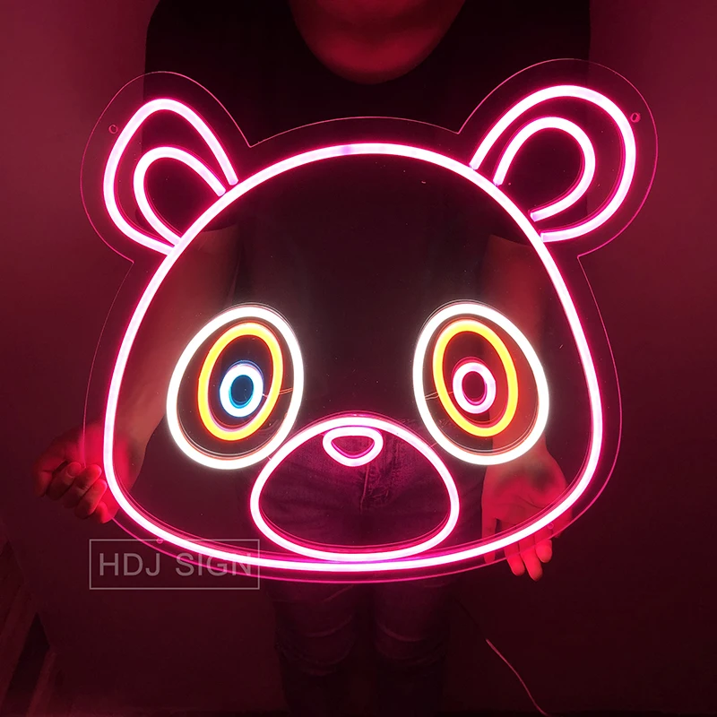 Kanye West Bear Custom LED Neon Sign Personalized Gift Suitable For Bar Bedroom Store Birthday Graduation Party Decor Neon Light