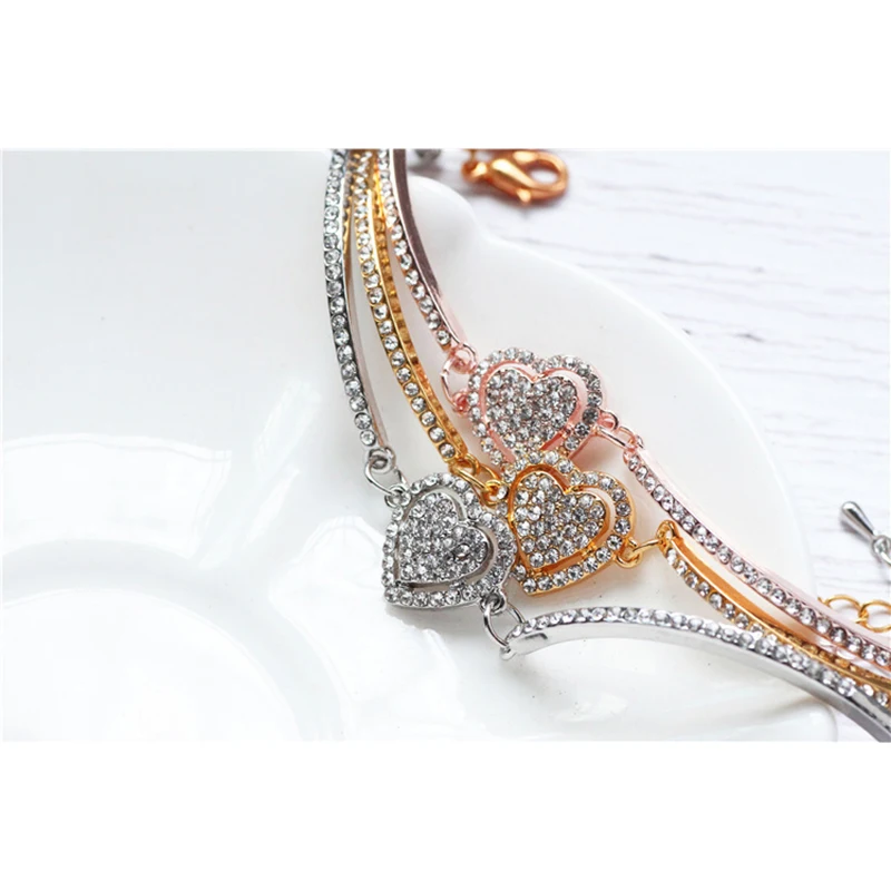 Очаровательные модные высокого качества Женское кольцо браслет в форме сердца с