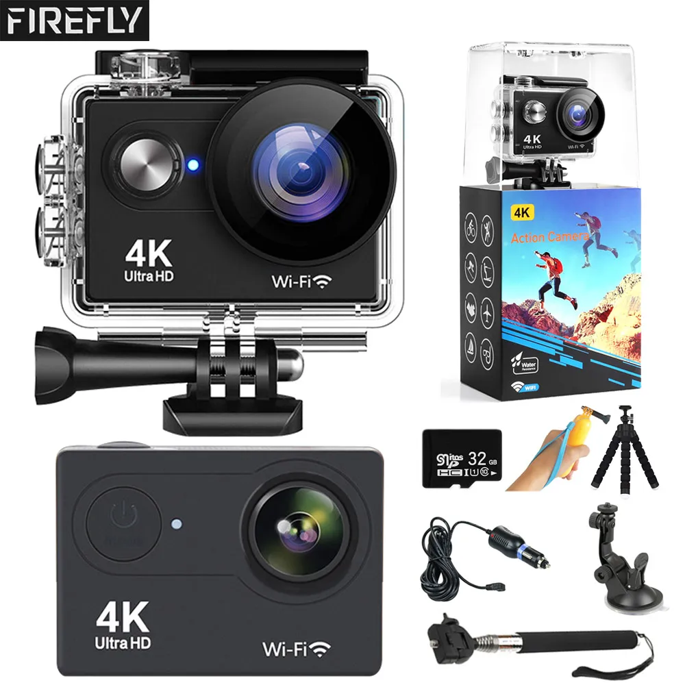 Камера экшн FIREFLY WIFI Ultra HD 4K/30fps 16МП 2.0" 170D 30м под водой водонепроницаемая запись видео на шлеме камеры спортивного типа.