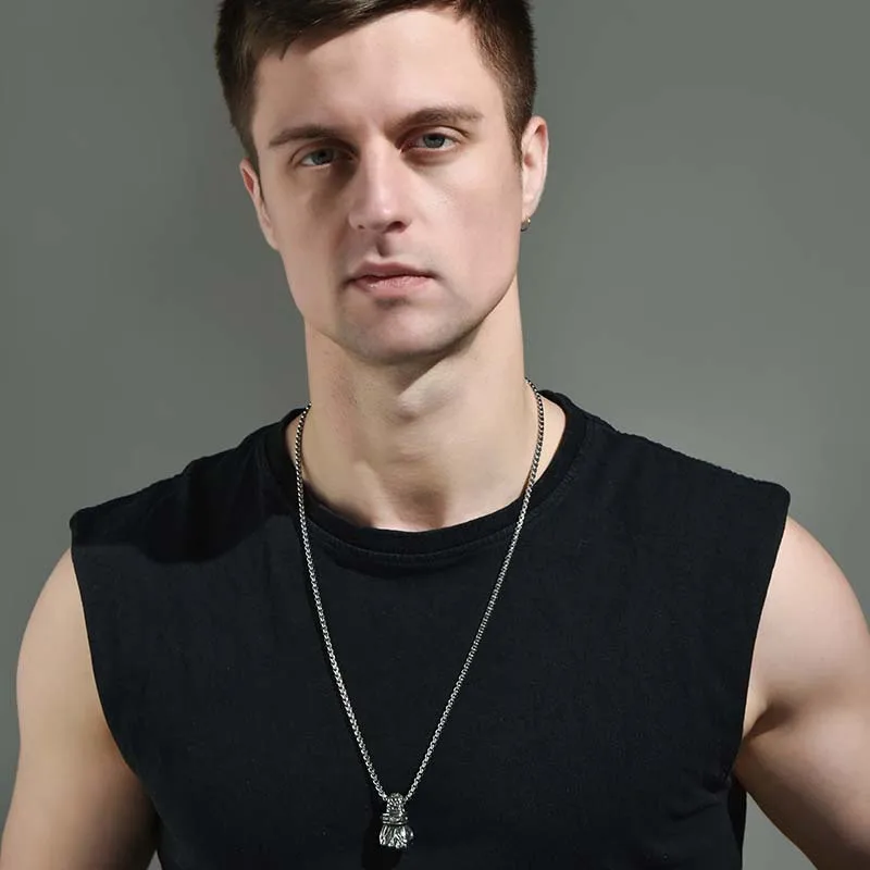 Мощное Мужское Ожерелье Ретро Крепкий Кулак Кулон Ожерелья Цепи Из Нержавеющей