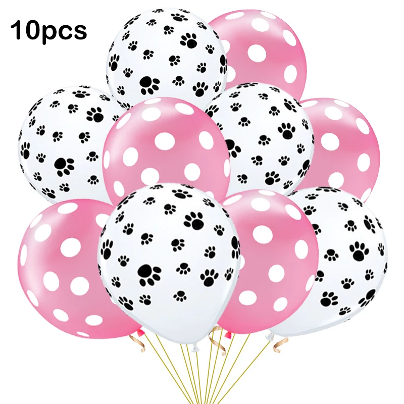 Розовая собака Девочка День рождения принадлежности Лапа печать тарелки