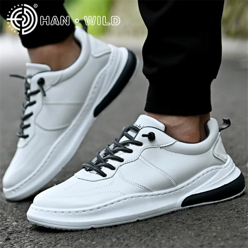 Мужские кроссовки из ПУ кожи Белые Повседневные уличные модная обувь для мужчин