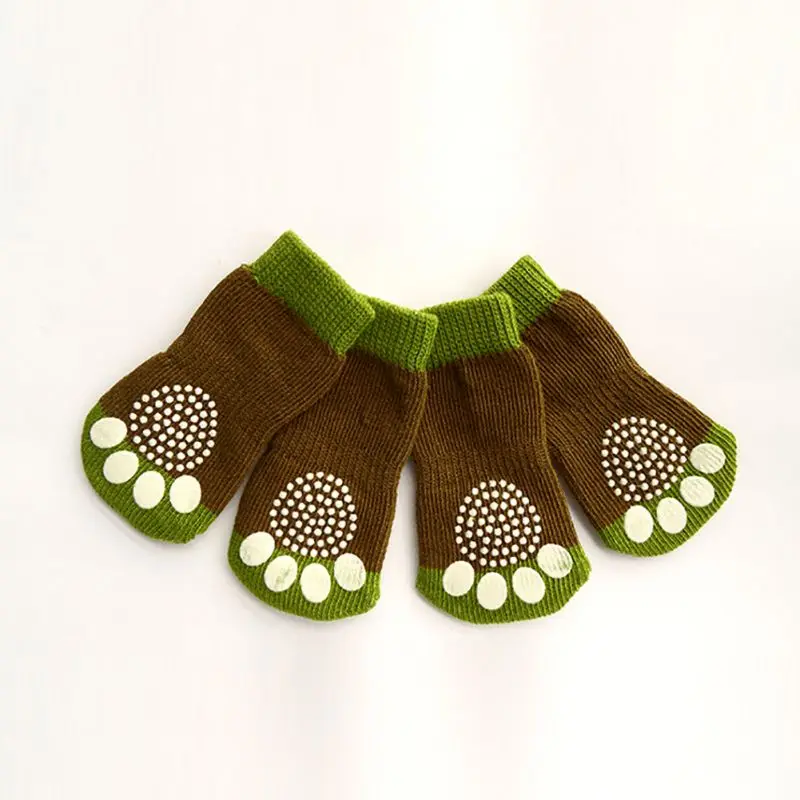 4 шт./партия Симпатичные с рисунком щенка вязаные носки для маленьких собак