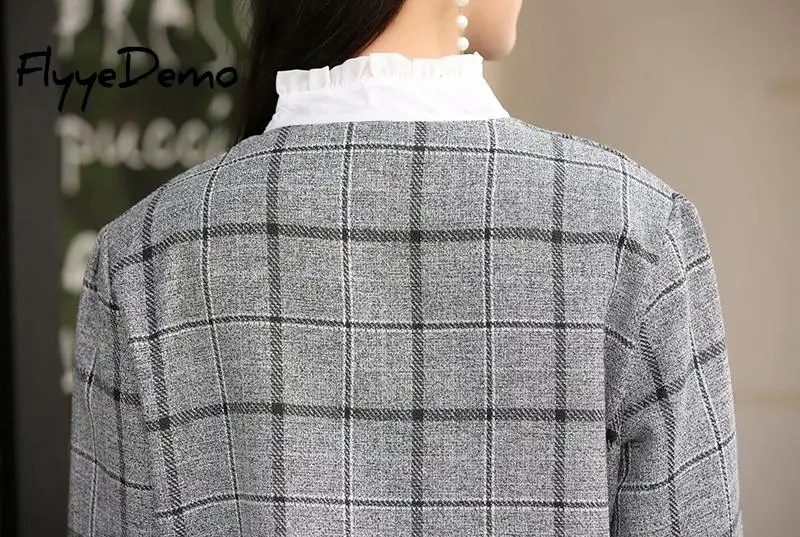 

Plaid Shirts Women's Autumn Blouse 2021 Button Long Sleeve Check Blusas Female Lace Patchwork Tops Oversized Tops Plus Size
