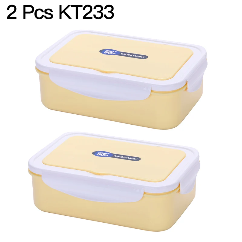 2 Pcs KT233 Microwavable Ланч-бокс для детей, пищевой Бенто-бокс, контейнеры для еды, герметичные, для хранения еды, переносная коробка, Новинка - Цвет: 2 Pcs KT233