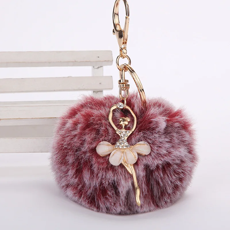Шарик из искусственного кроличьего меха брелок с помпоном украшения для женских