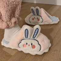 2021 home slipper women ins lovely rabbit cotton slippers female winter indoor household anti skid warm woolen shoes