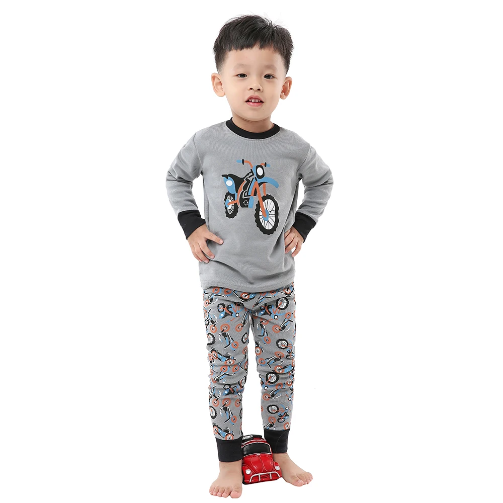 Детские хлопковые Пижамные комплекты с длинным рукавом для мальчиков пижама в