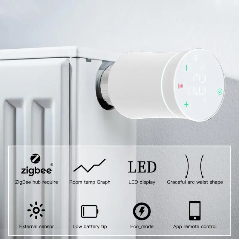 

Tuya ZigBee 3.0 Smart Thermostat Radiator Actuator Valve TRV Temperature Controller Voice Control Work With Alexa Google Home