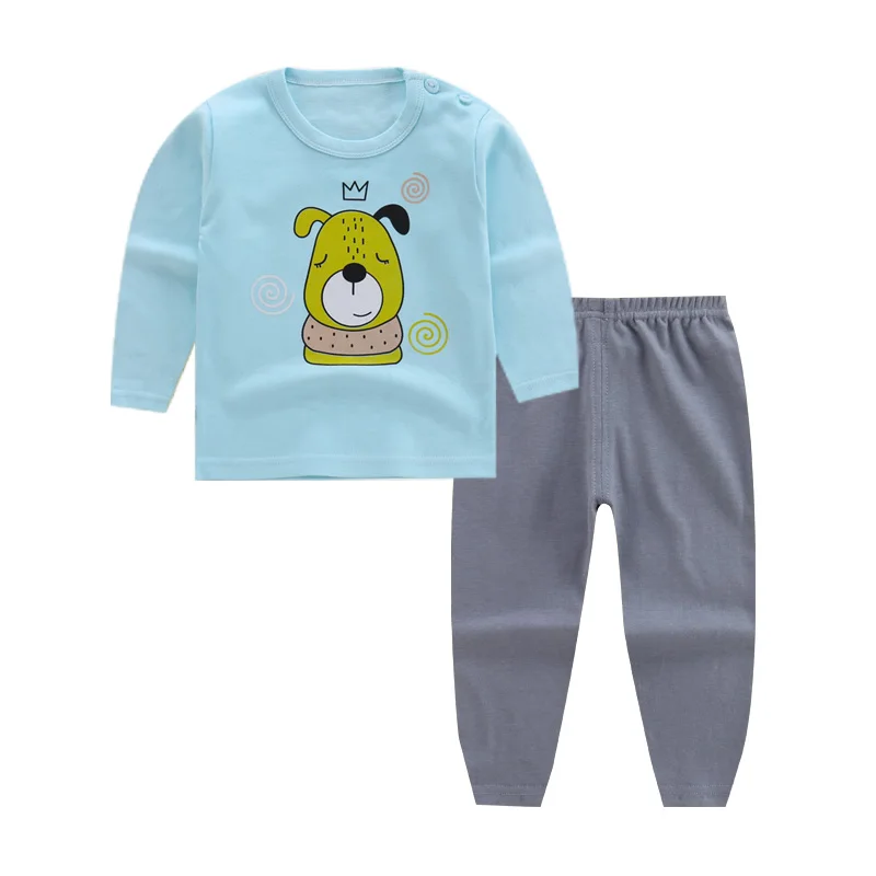Luna/комплекты для малышей осенняя одежда комплект детской одежды с длинными рукавами из хлопка для мальчиков и девочек, костюмы для малышей с круглым вырезом и принтом одежда для малышей