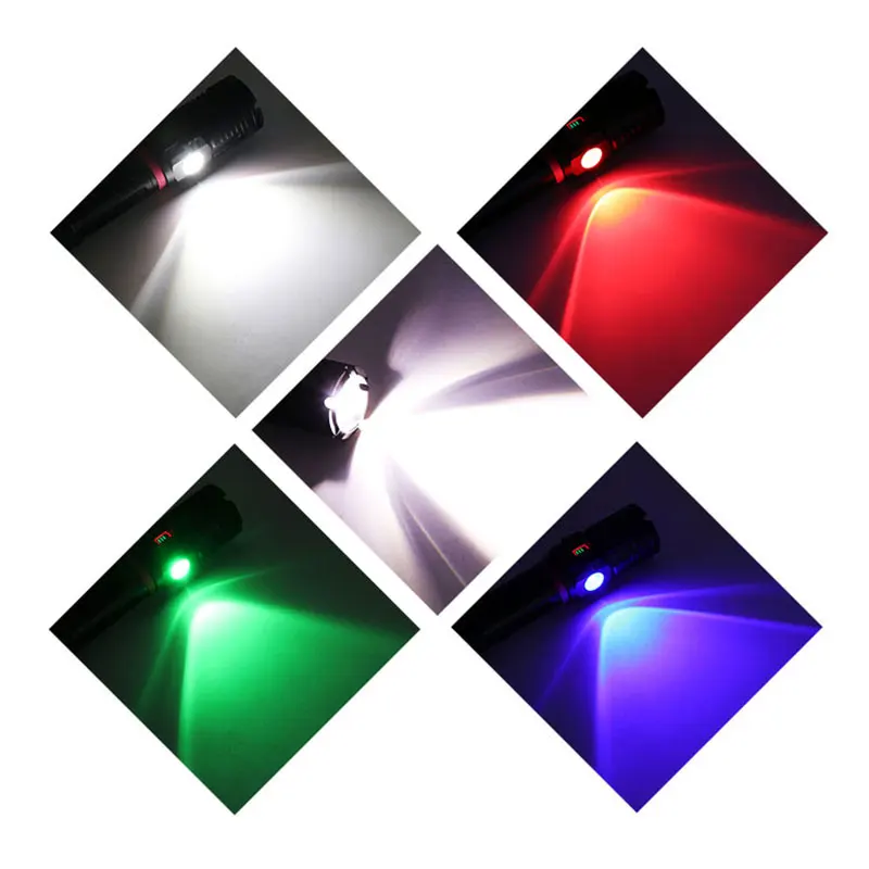

XHP120 16-core 4 Colors Led Flashlight USB Rechargeable Zoom Lantern COB outdoor Tactical powerful torch use 3x18650 Battery