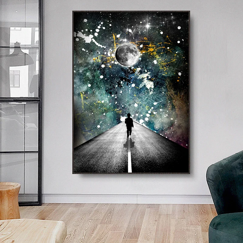 

Moon Star Balloon Child Canvas Painting Posters and Print Baby Bedroom Decor Nordic Wall Art Pictures For Living Room Decoration