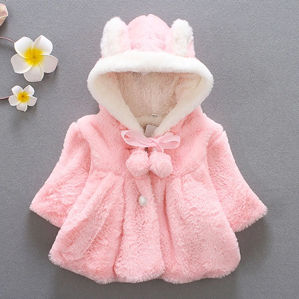 AmyaBaby/осенне-зимние пальто и куртки с искусственным мехом для малышей; теплая одежда с капюшоном для младенцев; Рождественская верхняя одежда для маленьких девочек; куртки