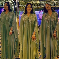 doib african dresses for women chiffon plus size dashiki diamond beads boubou african abaya dubai muslim dress robe